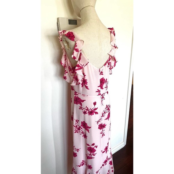 CECE Secret Blush Floral Spring Bouquet Ruffled Hi Low Maxi Dress Sz M - Picture 11 of 16